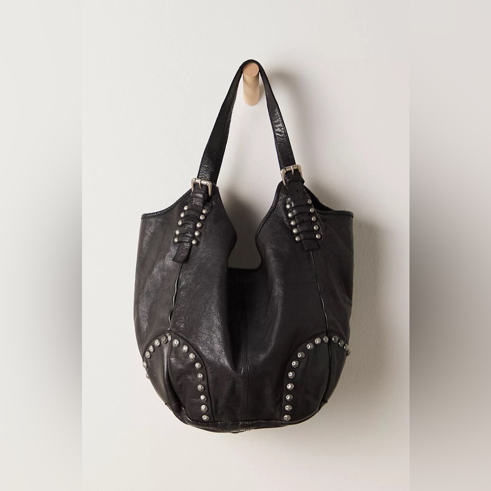 Free People Black Studded Hobo Bag - Picture 5 of 14
